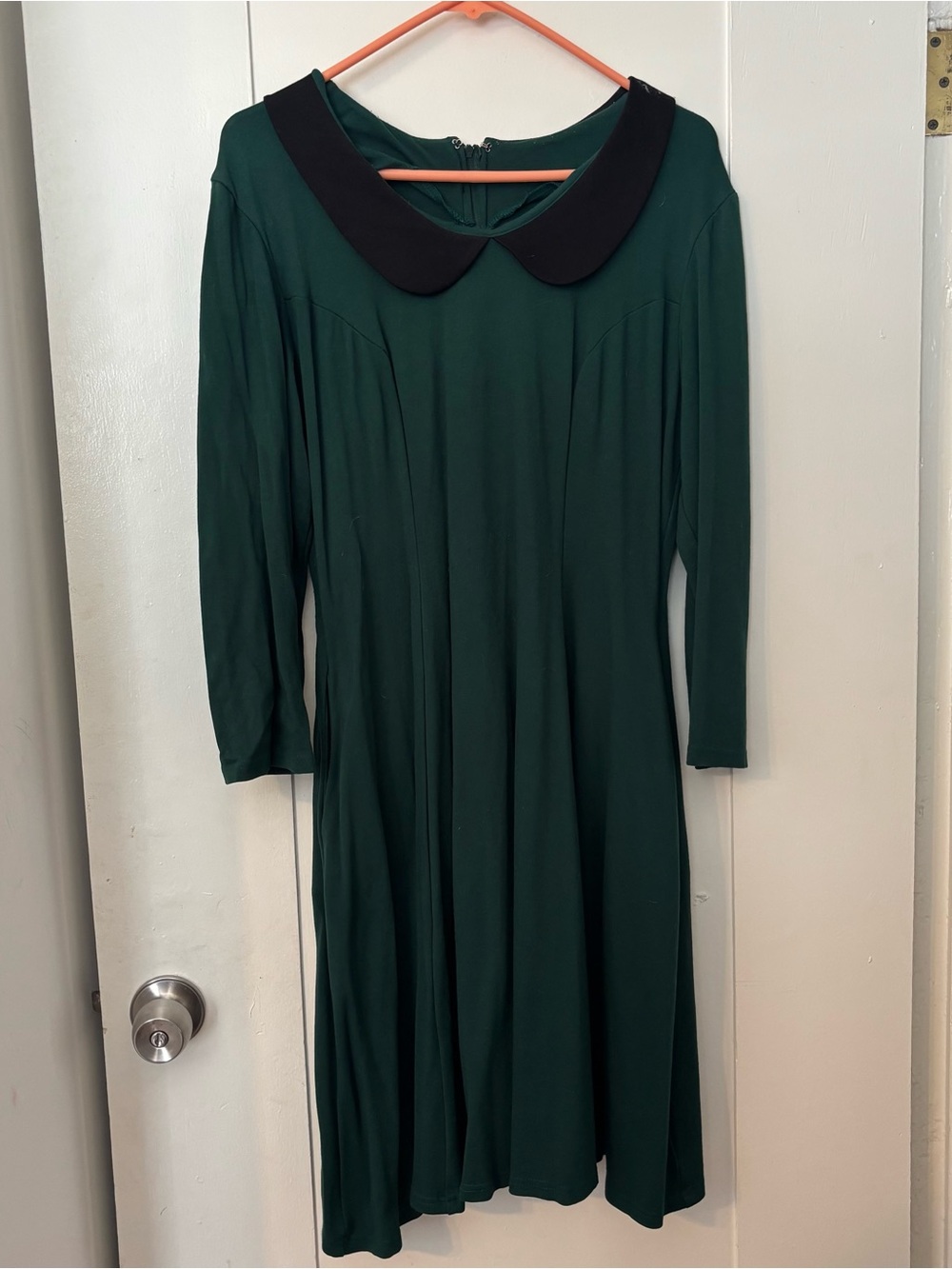 Dark Green Dress with Black Peter Pan Collar from Pinup Girl
